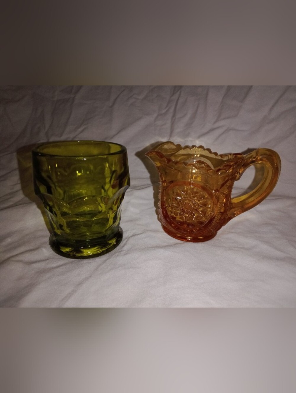 Vintage Glass Starburst Mini Pitcher And Viking Mini Shotglass Toothpick Holder